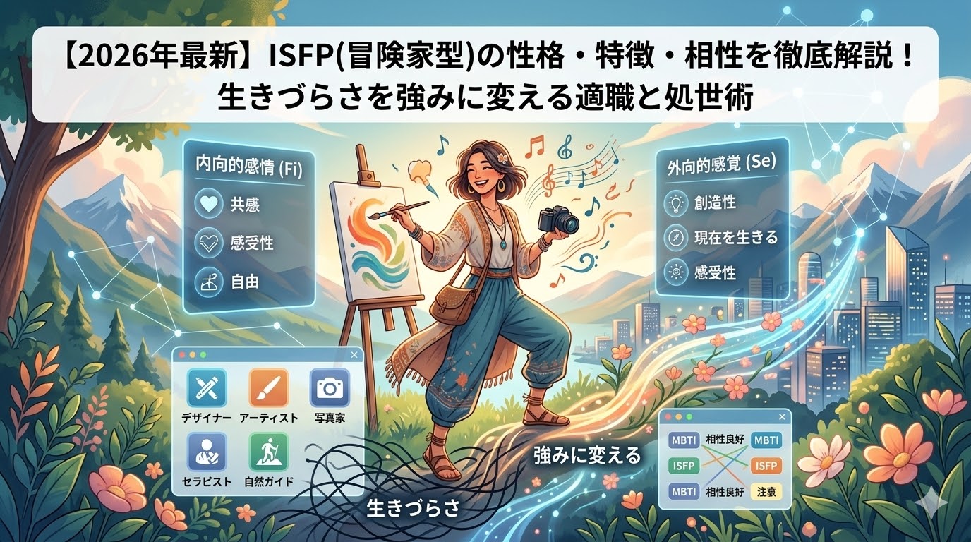 ISFP(冒険家型)の性格・特徴・相性を徹底解説！生きづらさを強みに変える適職と処世術