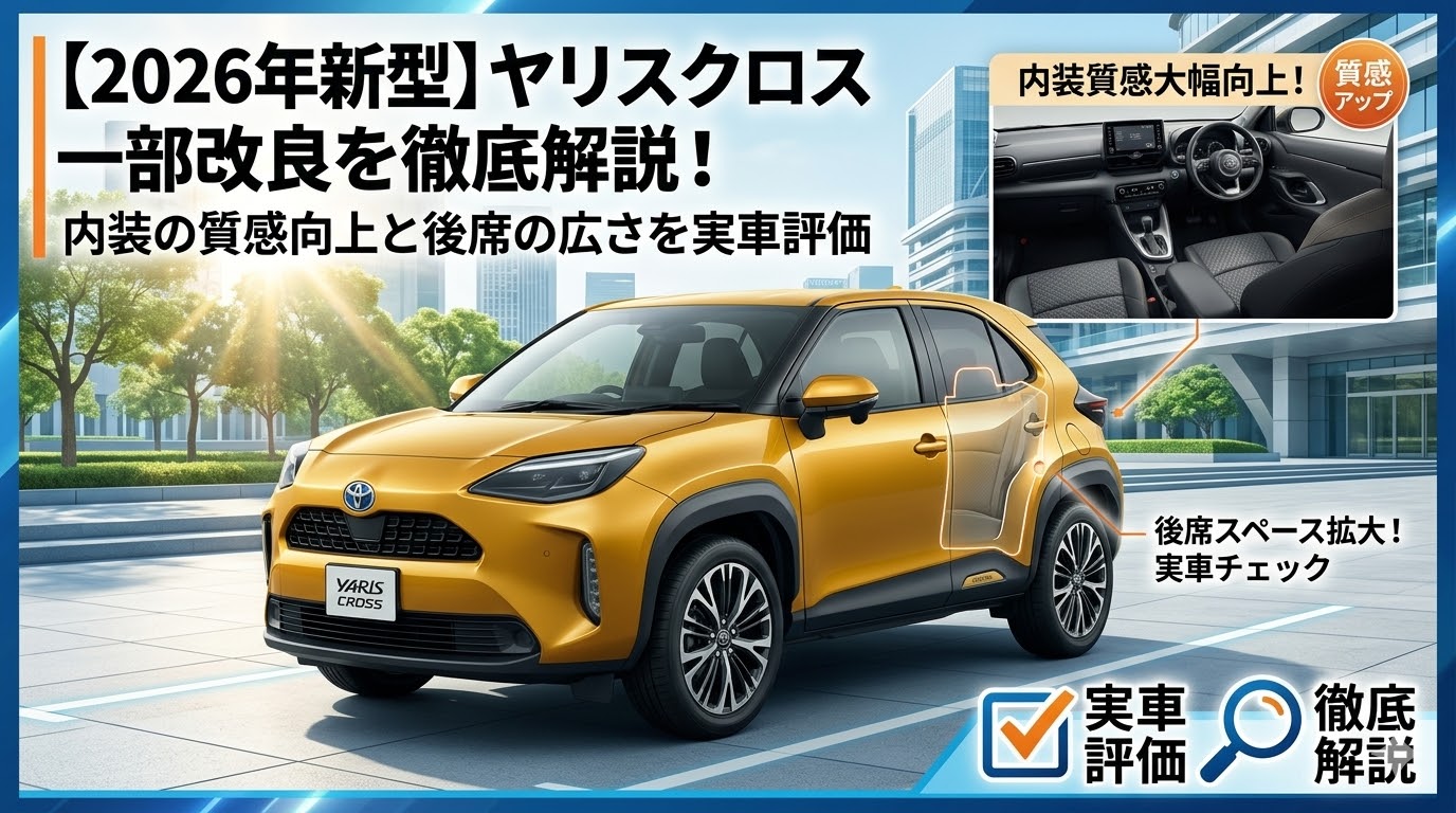 【2026年新型】ヤリスクロス一部改良を徹底解説！内装の質感向上と後席の広さを実車評価
