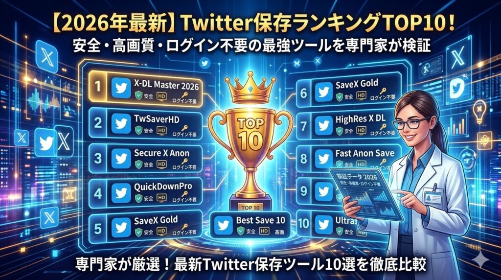 【2026年最新】Twitter保存ランキングTOP10！安全・高画質・ログイン不要の最強ツールを専門家が検証