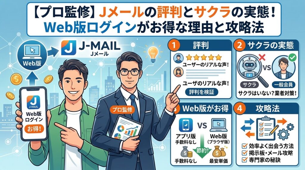 【プロ監修】Jメールの評判とサクラの実態！Web版ログインがお得な理由と攻略法