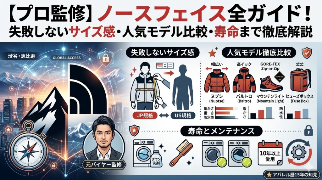 【プロ監修】ノースフェイス全ガイド！失敗しないサイズ感・人気モデル比較・寿命まで徹底解説