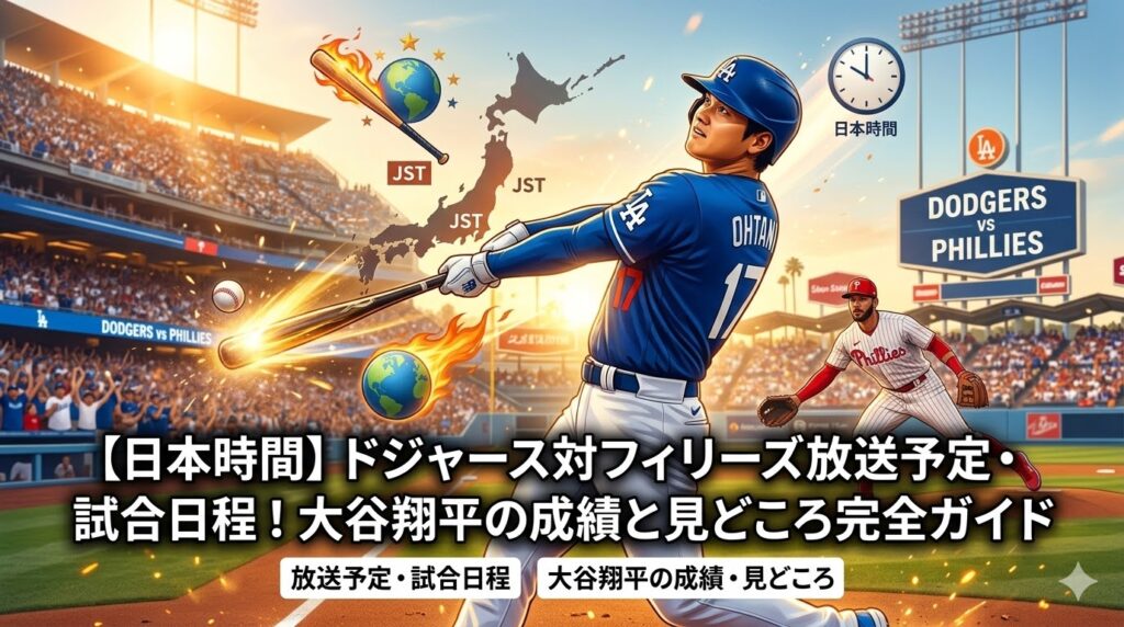 【日本時間】ドジャース対フィリーズ放送予定・試合日程！大谷翔平の成績と見どころ完全ガイド