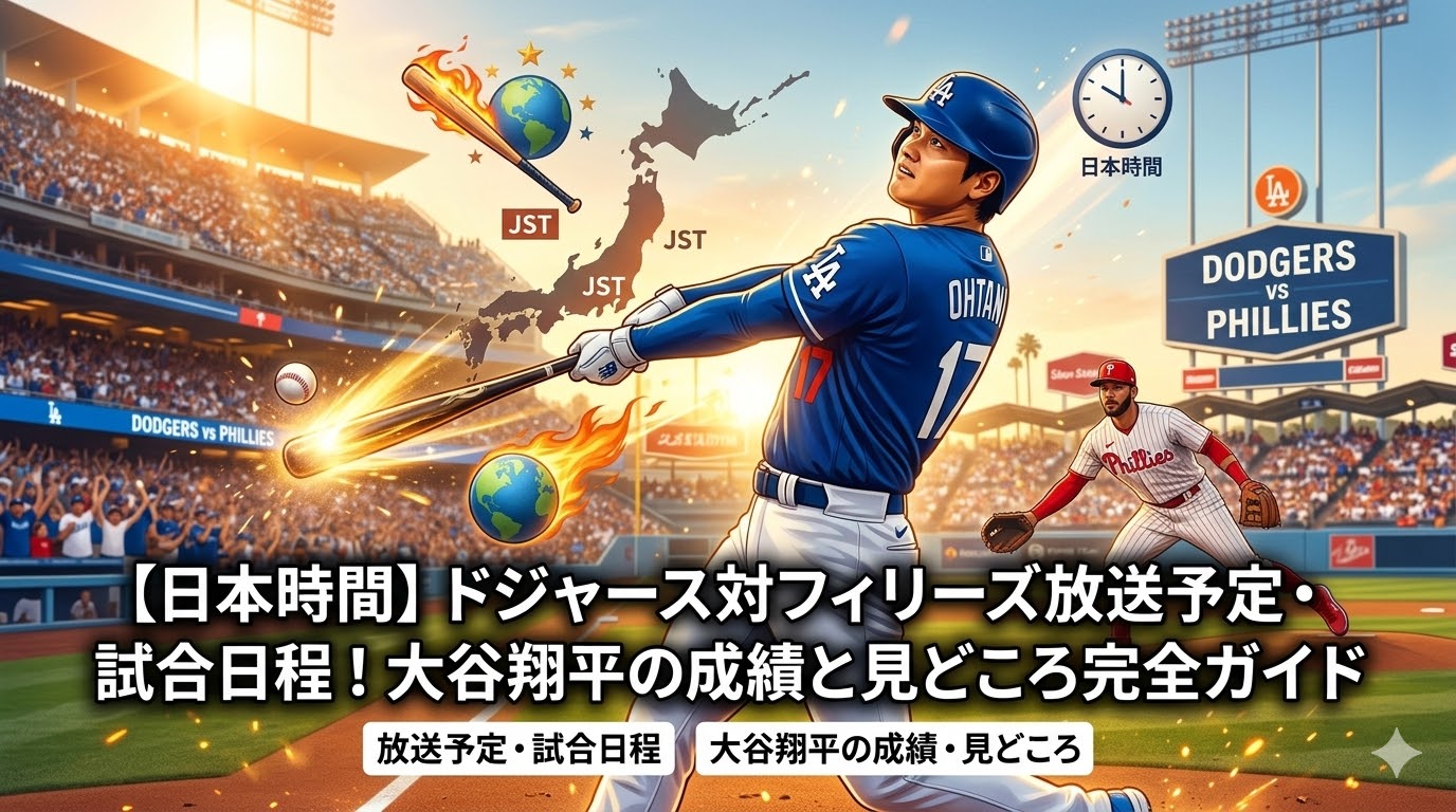 【日本時間】ドジャース対フィリーズ放送予定・試合日程！大谷翔平の成績と見どころ完全ガイド
