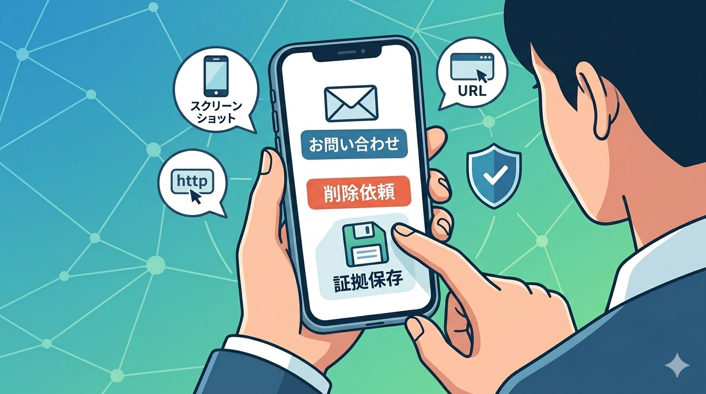 雑談たぬきの書き込み削除依頼をするスマートフォンのイメージ図